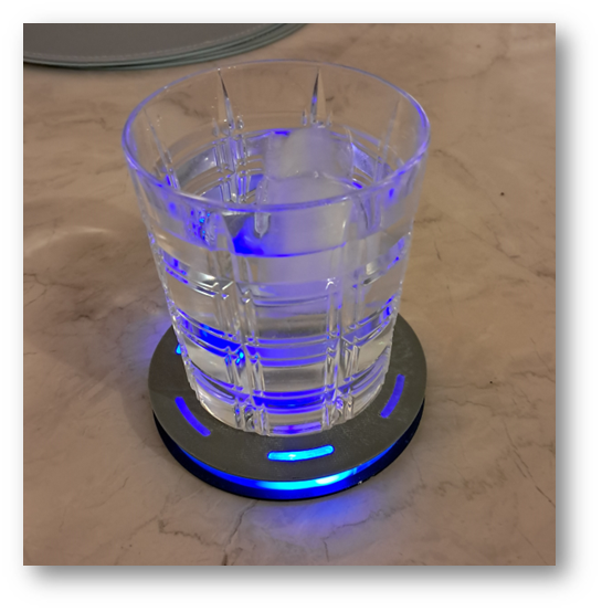 STEMblem Trident Trio Design 2 coaster and glass