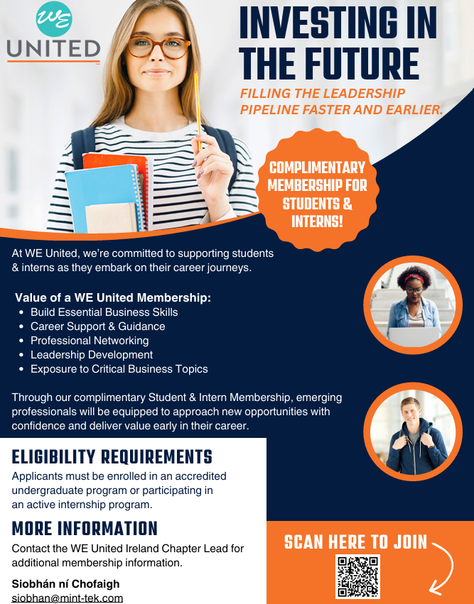 WE United Ireland Student and Intern Membership Programme flyer