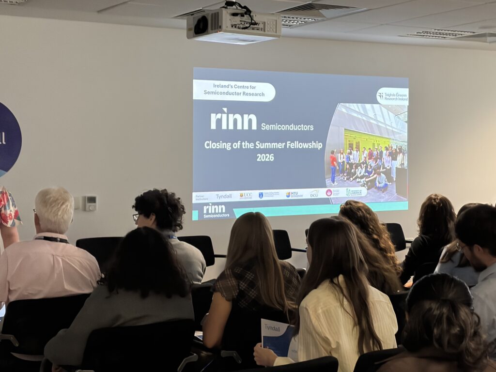 Attendees at the Rinn Semiconductors Summer Fellowship Programme 2026 closing event at Tyndall National Institute.